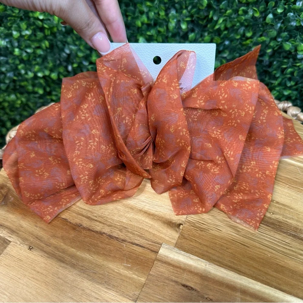 Free People‎ Rust Floral Poppy sprinted Hair Bow